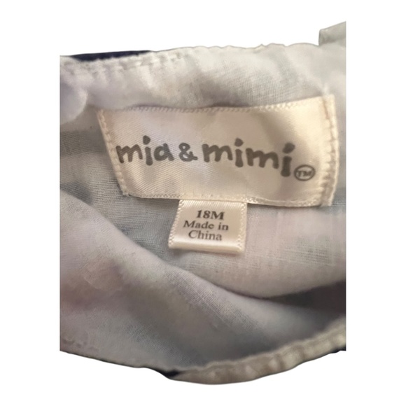 Mia & Mimi Navy Stripe Floral Dress with Tulle Flower, 18M Girls Baby Toddler - Picture 4 of 6